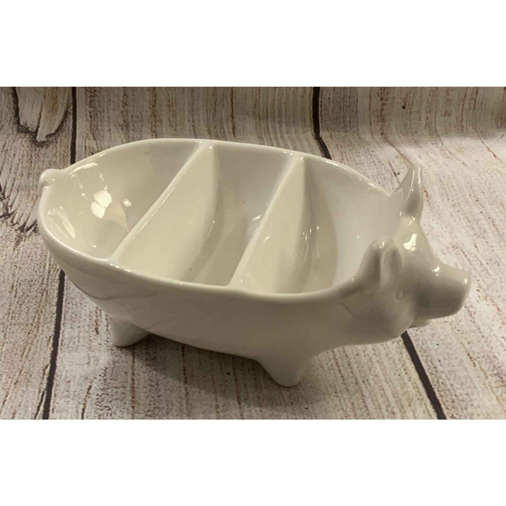 Creative Co-op Ceramic White Pig Dish