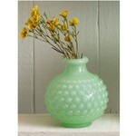 J.C. Rollie J.C. Rollie Green Milk Glass Hobnail Vase