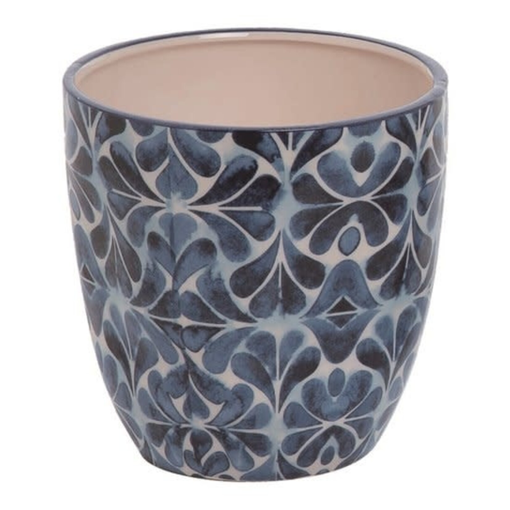 Transpac Indigo Pattern Clash Planter