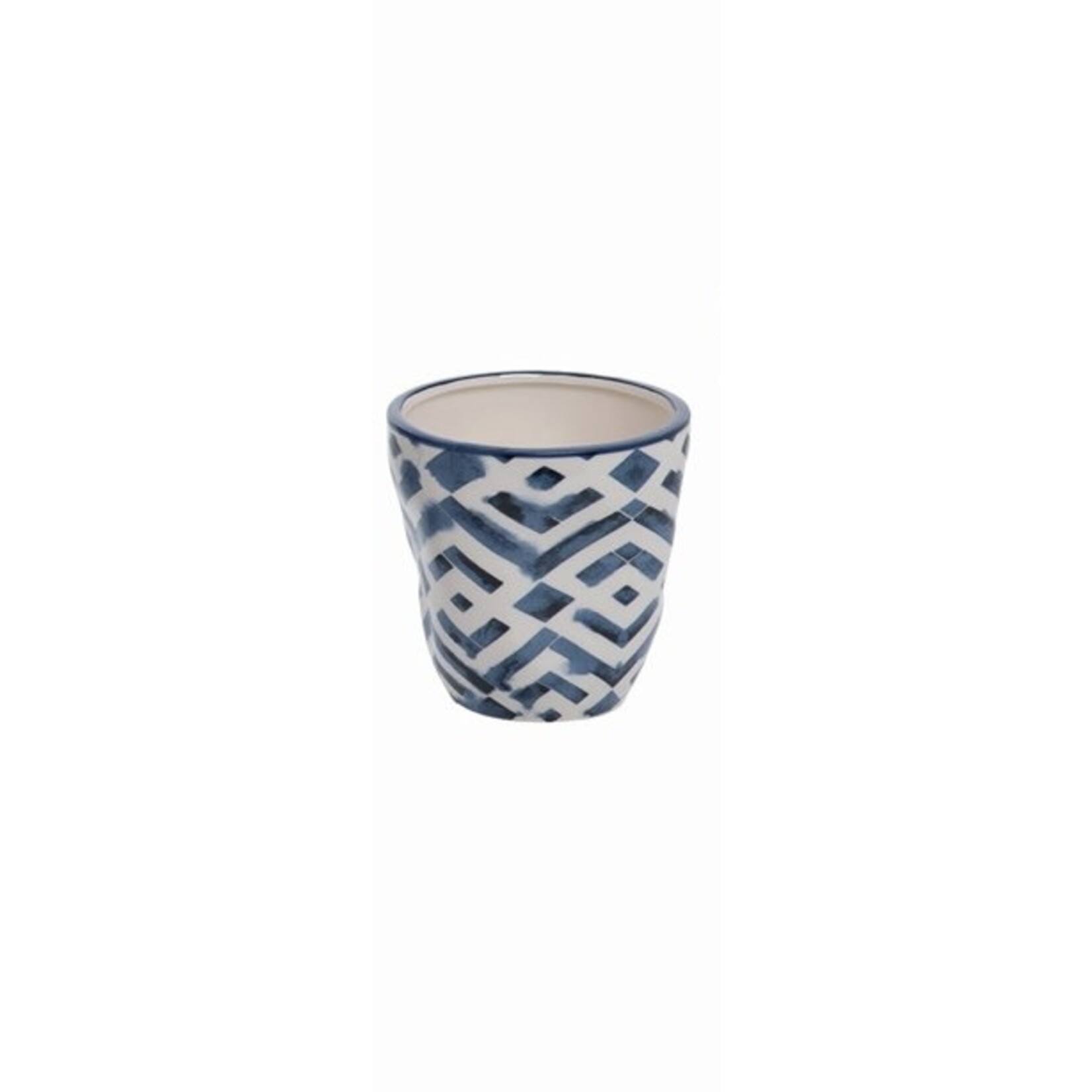 Transpac Indigo Pattern Clash Planter