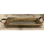 Creative Co-op Wooden Tray w/Metal Inlay