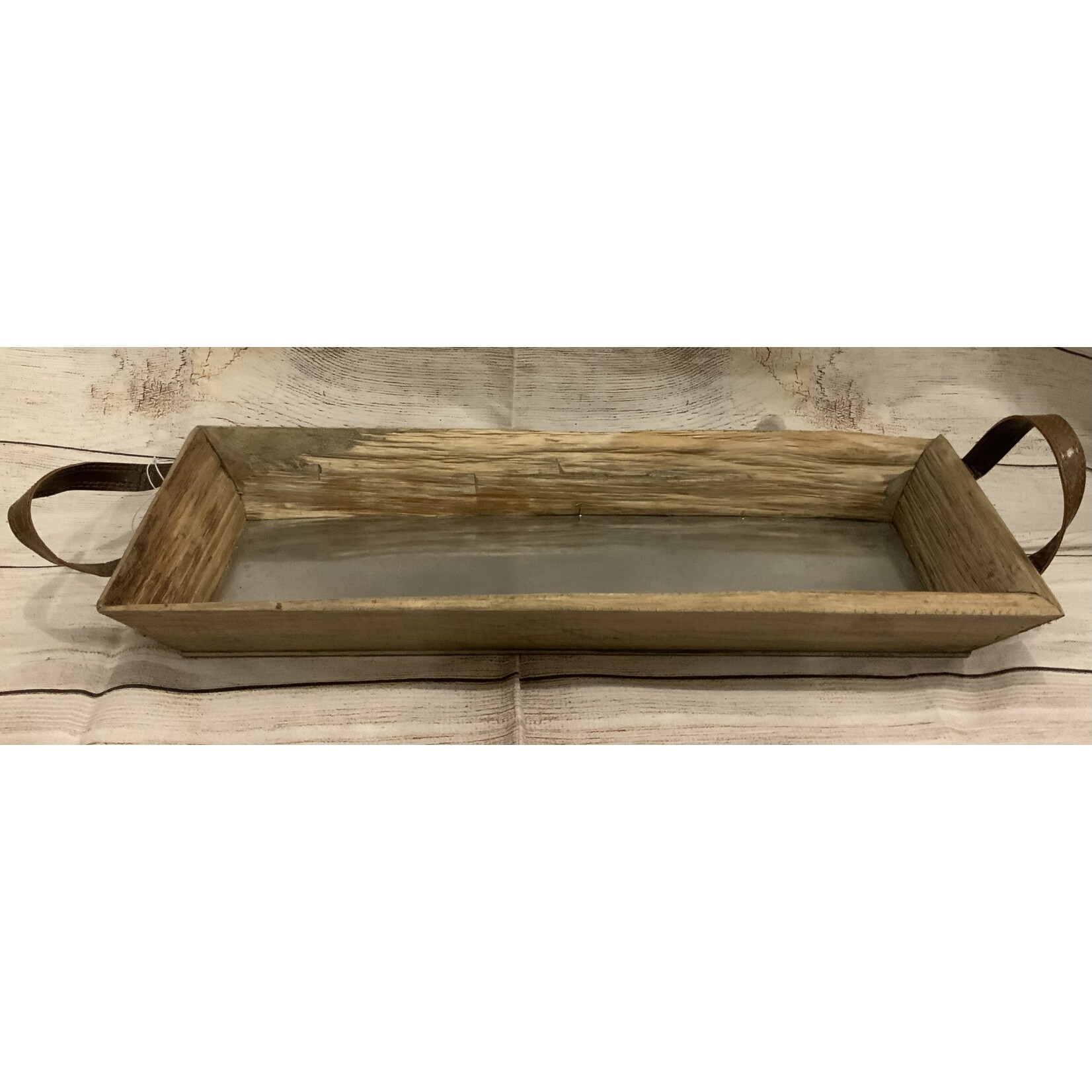 Creative Co-op Wooden Tray w/Metal Inlay