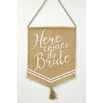 Mudpie Here Comes the Bride Burlap Banner