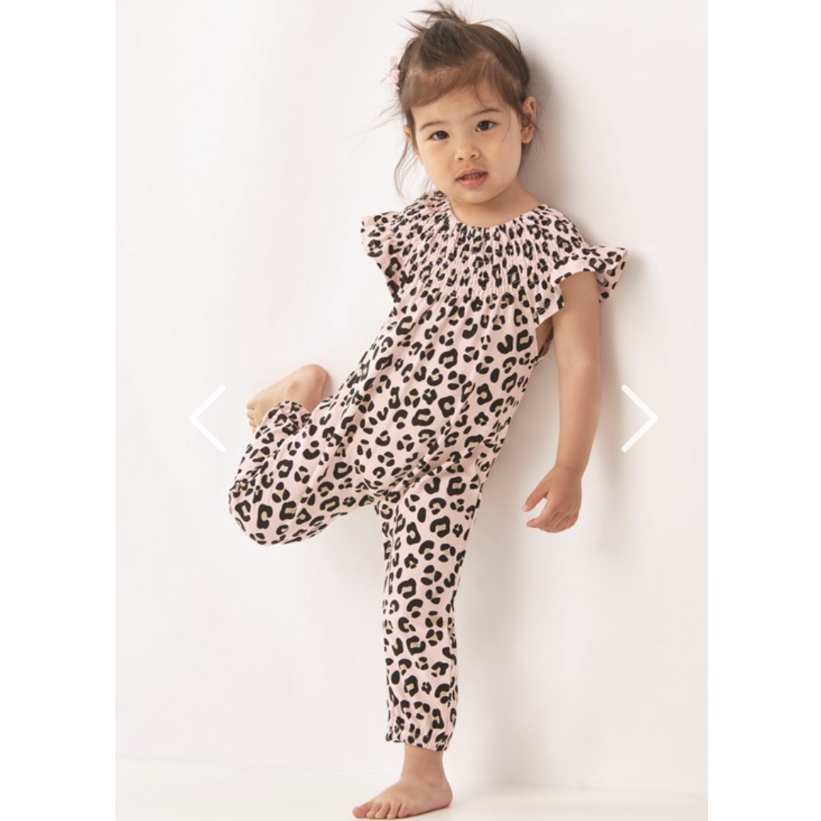 Cartwheels™ Check Meowt Smocked Infant Jumpsuit Pink Leopard 6-12m