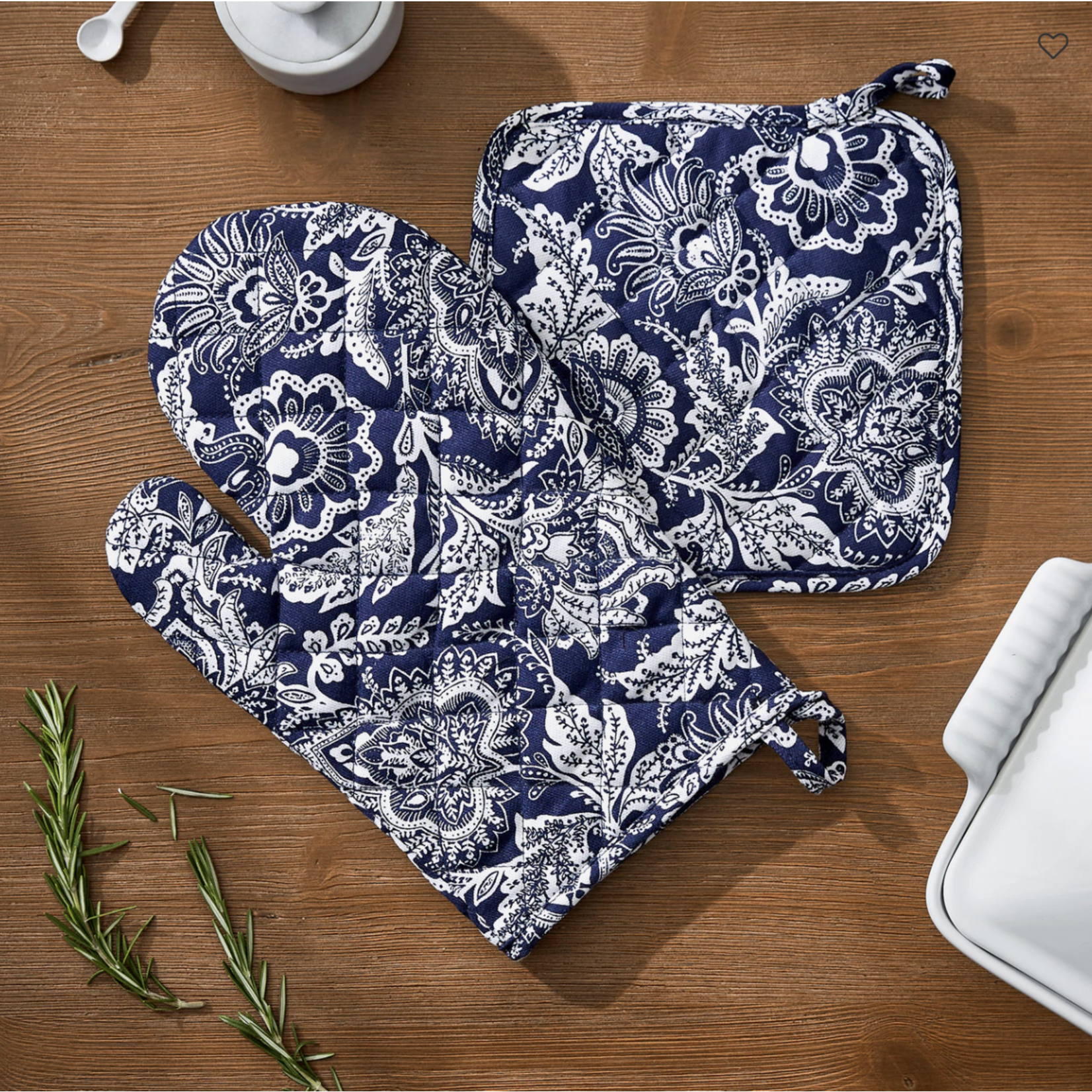 Vera Bradley Vera Bradley Pot Holder & Oven Mitt Set in Java Navy & White