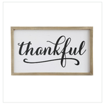 Creative Co-op White Wood Thankful Sign