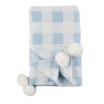 Mudpie Mudpie Chenille Gingham Blanket w/Poms Blue