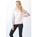 Sew in Love Sew in Love Long Sleeve Stripe Crewneck Coral/Denim Small