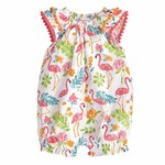 Mudpie Mudpie Flamingo Floral Bubble Romper