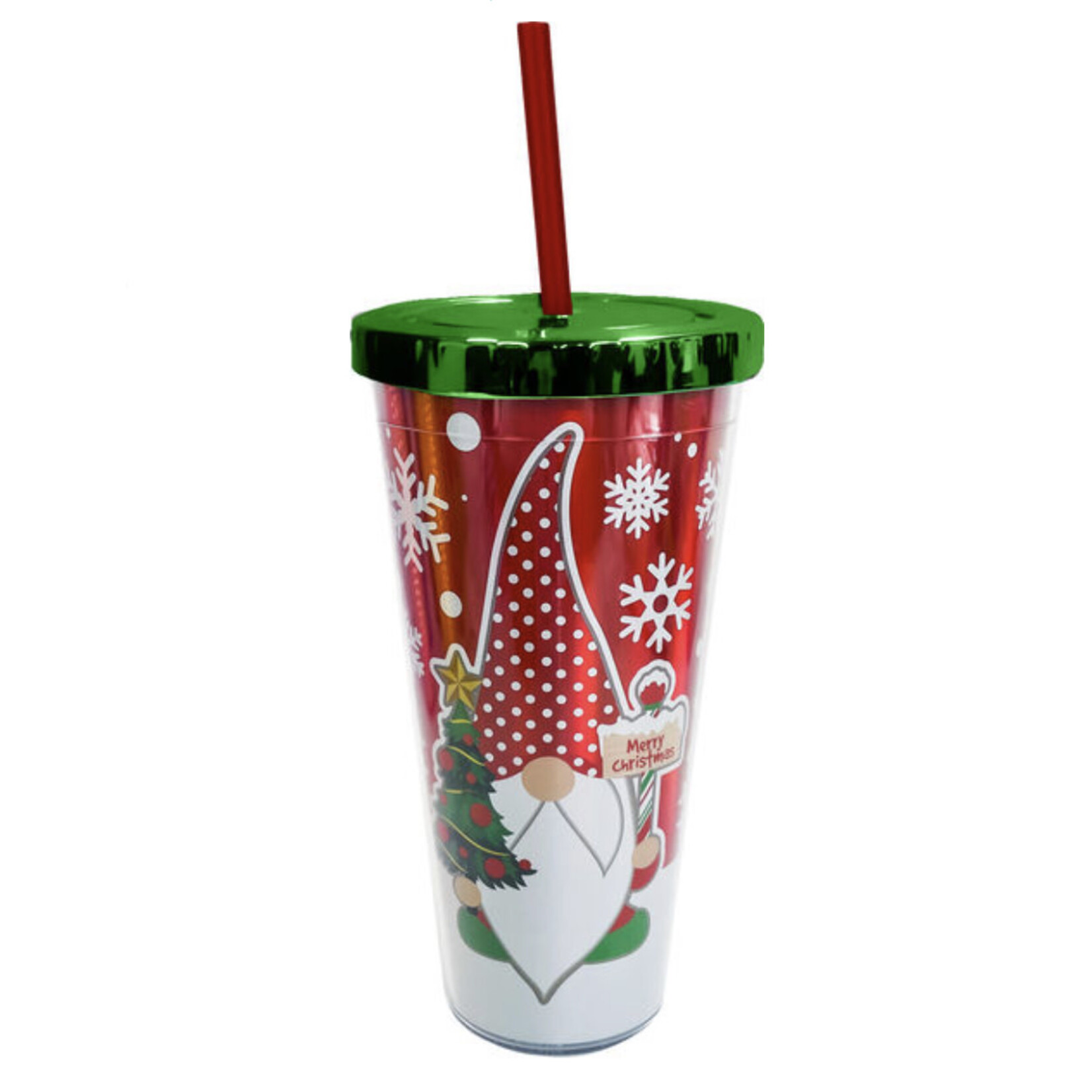 Spoontiques Christmas Gnome Foil Cup w/Straw