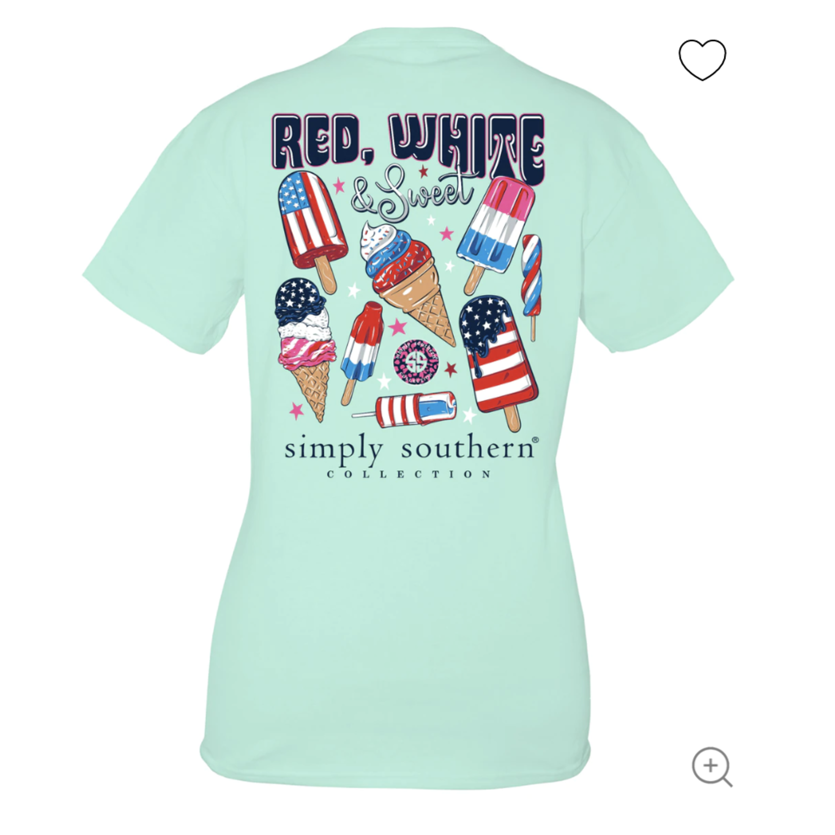 Simply Southern Simply Southern Youth Red White T-Shirt for Girls in Poseidon Green