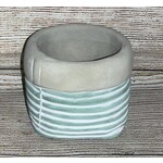 Meravic Teal & White Striped Pot
