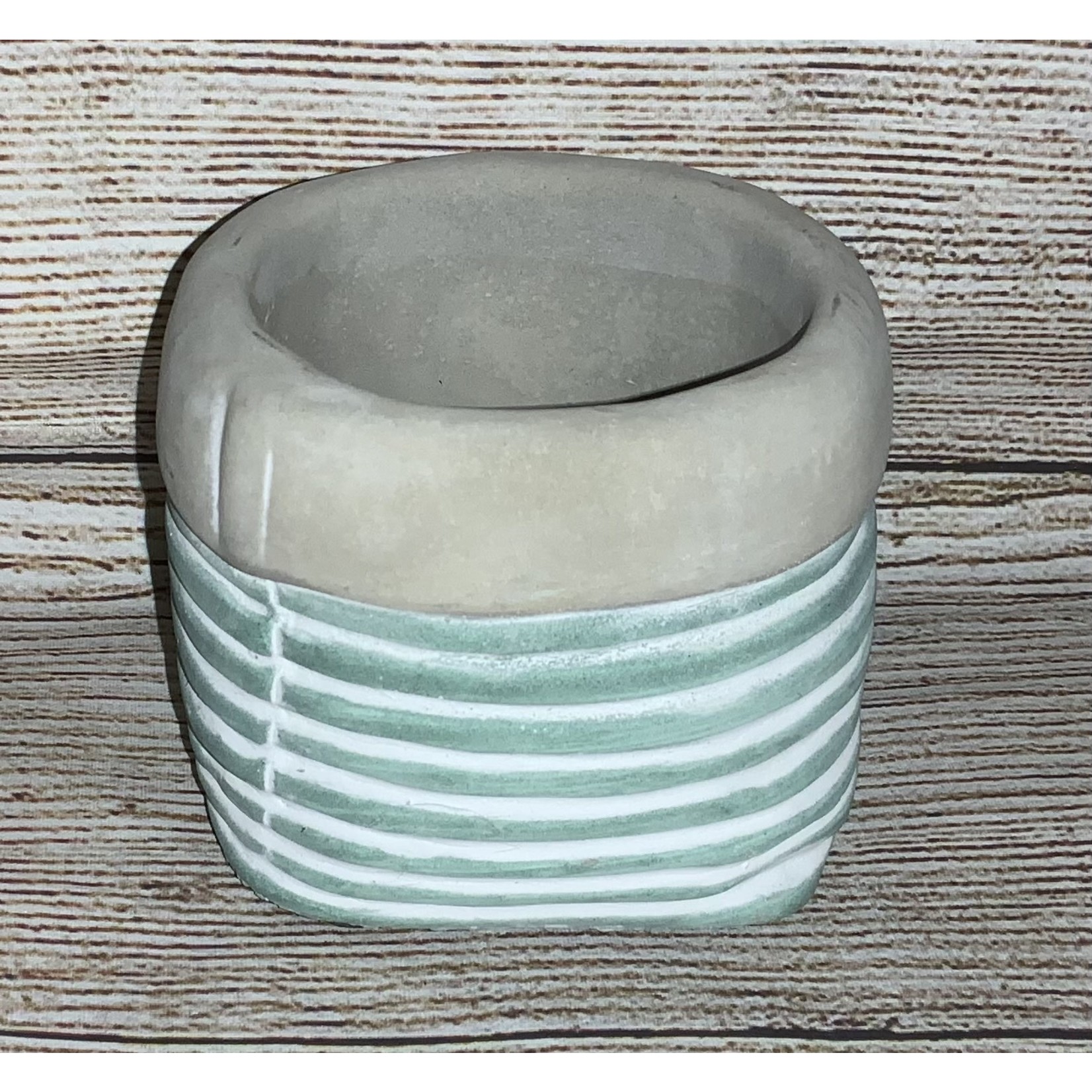 Meravic Teal & White Striped Pot