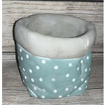 Meravic Teal & White Polka Dot Pot