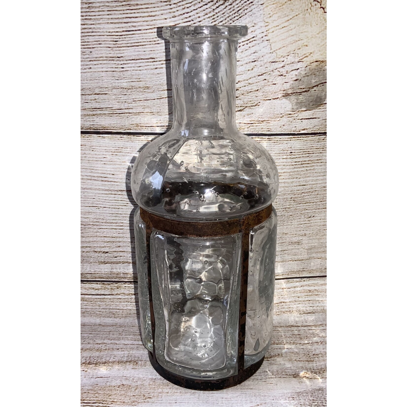 Gerson Bubble Glass Vase w/Metal