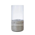 Creative Co-op Stoneware Marble & Glass Tea-light Holder