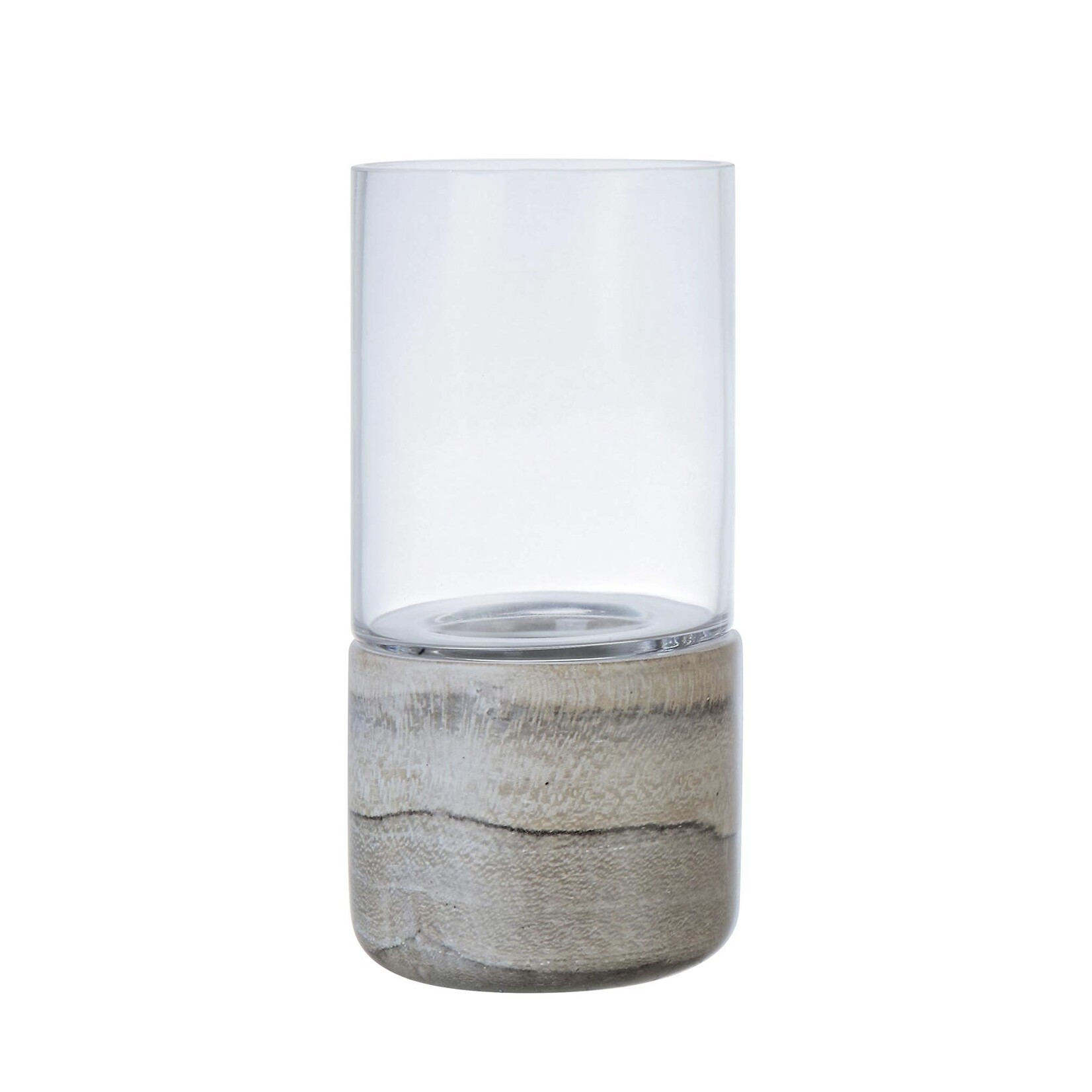 Creative Co-op Stoneware Marble & Glass Tea-light Holder