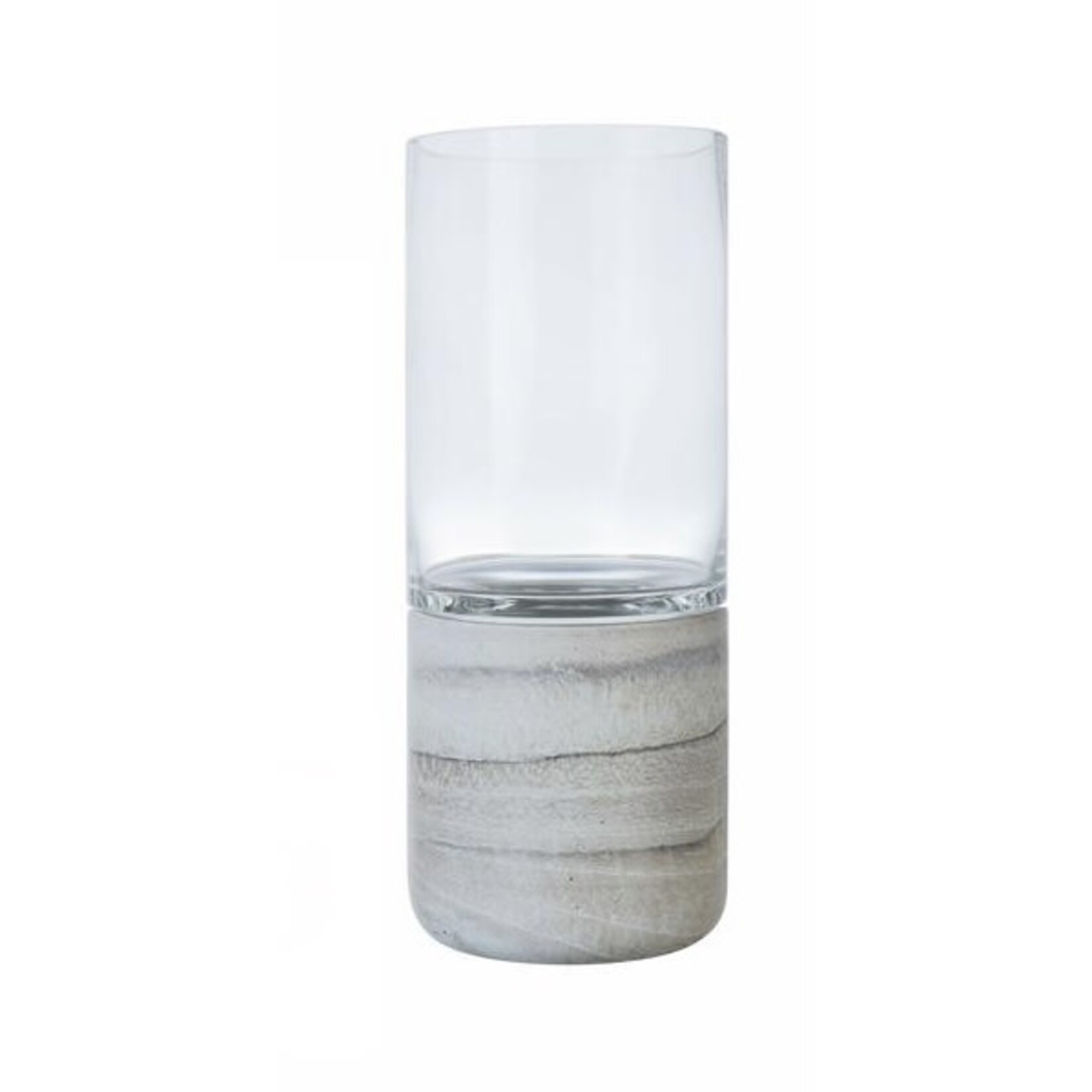 Creative Co-op Stoneware Marble & Glass Tea-light Holder