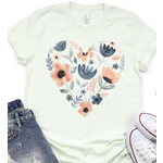 Kissed Apparel Watercolor Floral Heart Graphic Tee Small