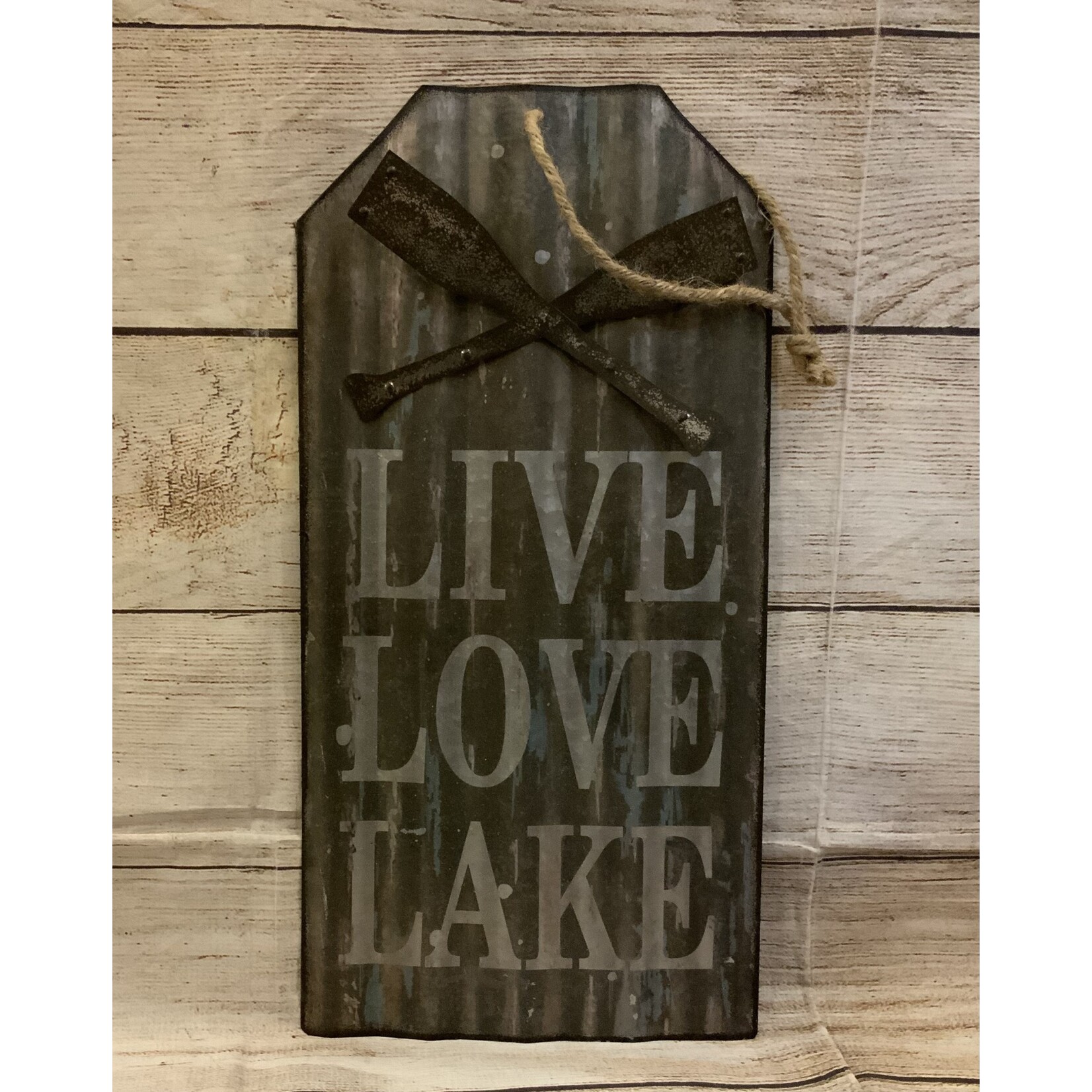 Transpac Live Love Lake Metal Sign