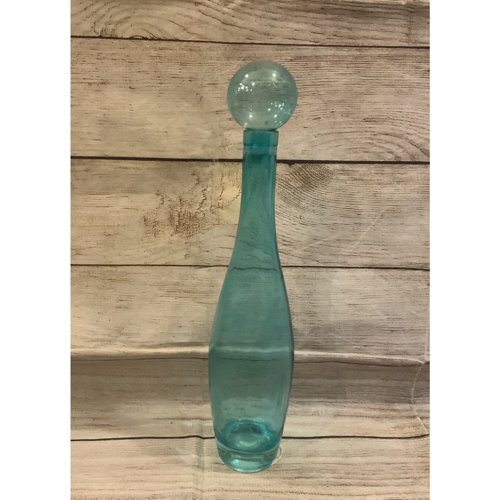 Transpac Ball Top Blue Glass Bottle