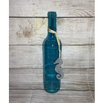 Creative Co-op Blue Glass Bottle w/Sea Horse