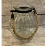 Melrose Rounded Glass Hurricane w/Rope Handle