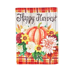 Evergreen Happy Harvest Floral Pumpkins Garden Suede Flag