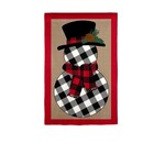 Evergreen Buffalo Check Snowman Burlap Garden Flag