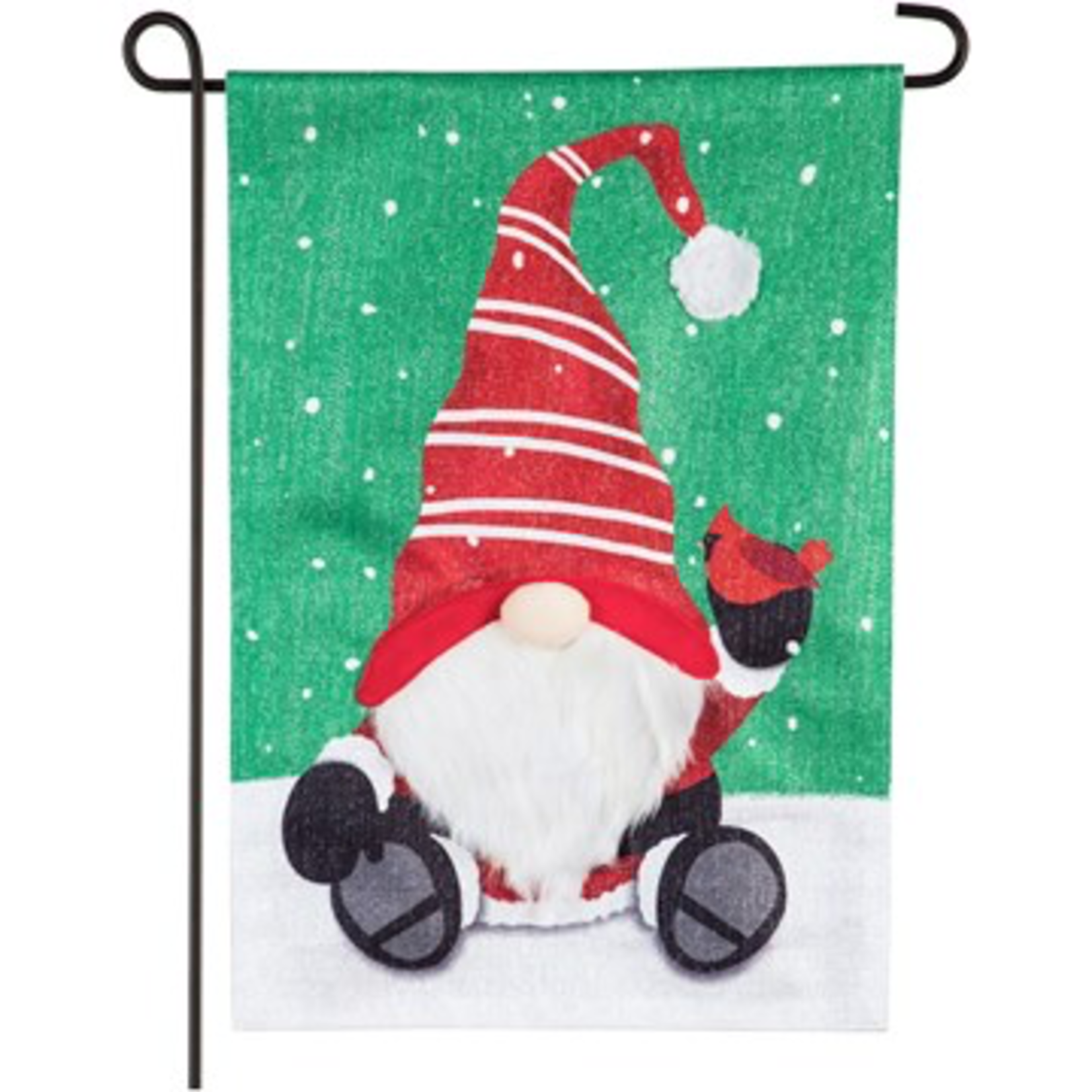 Evergreen Santa Tomte Shimmer Garden Flag