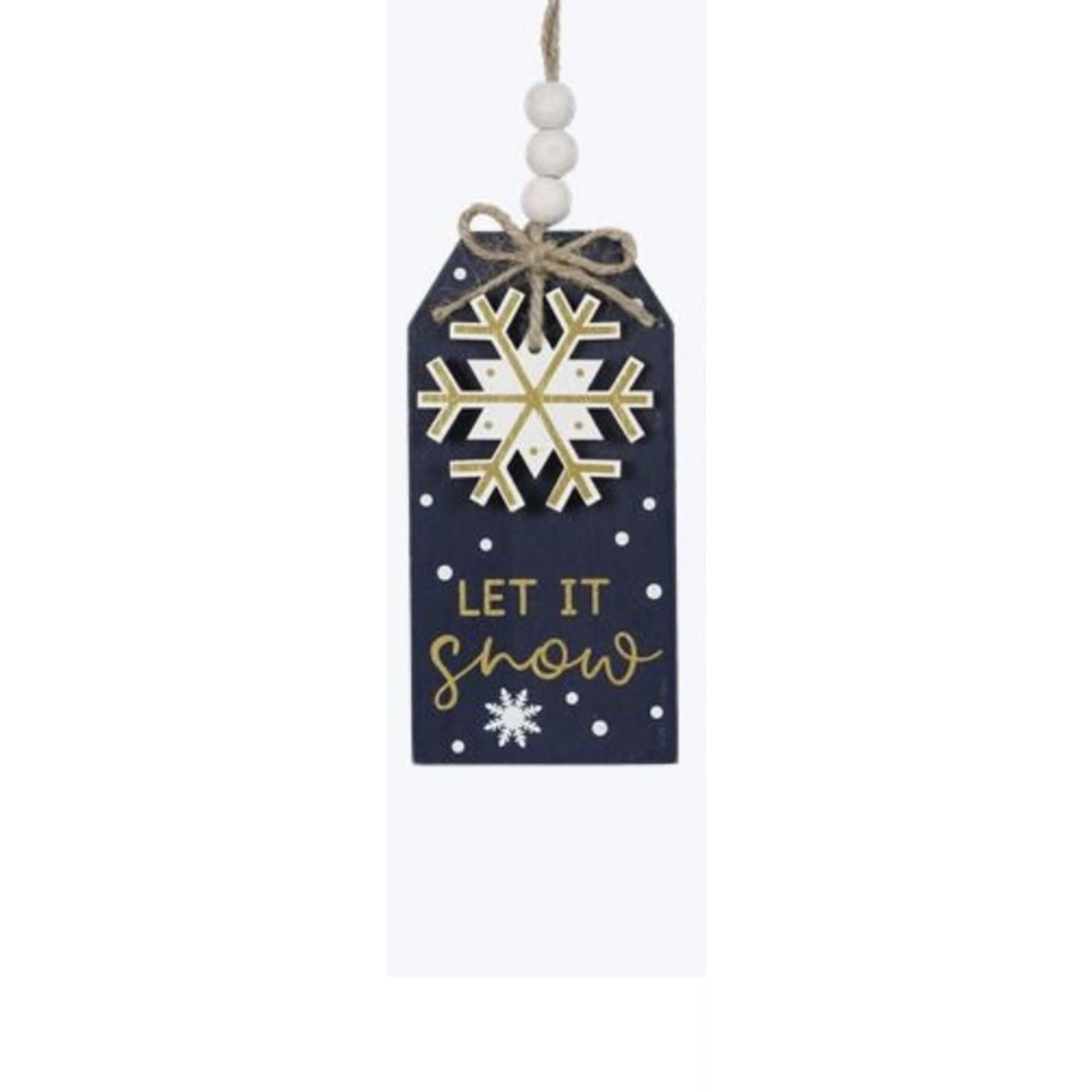 Youngs Navy & Gold Winter Tag Ornament
