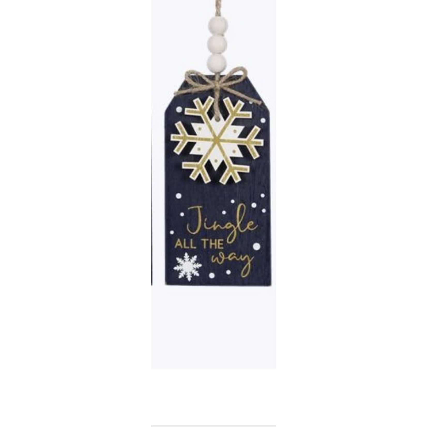 Youngs Navy & Gold Winter Tag Ornament