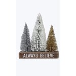 Youngs Wood Tabletop Christmas Trees w/Sign