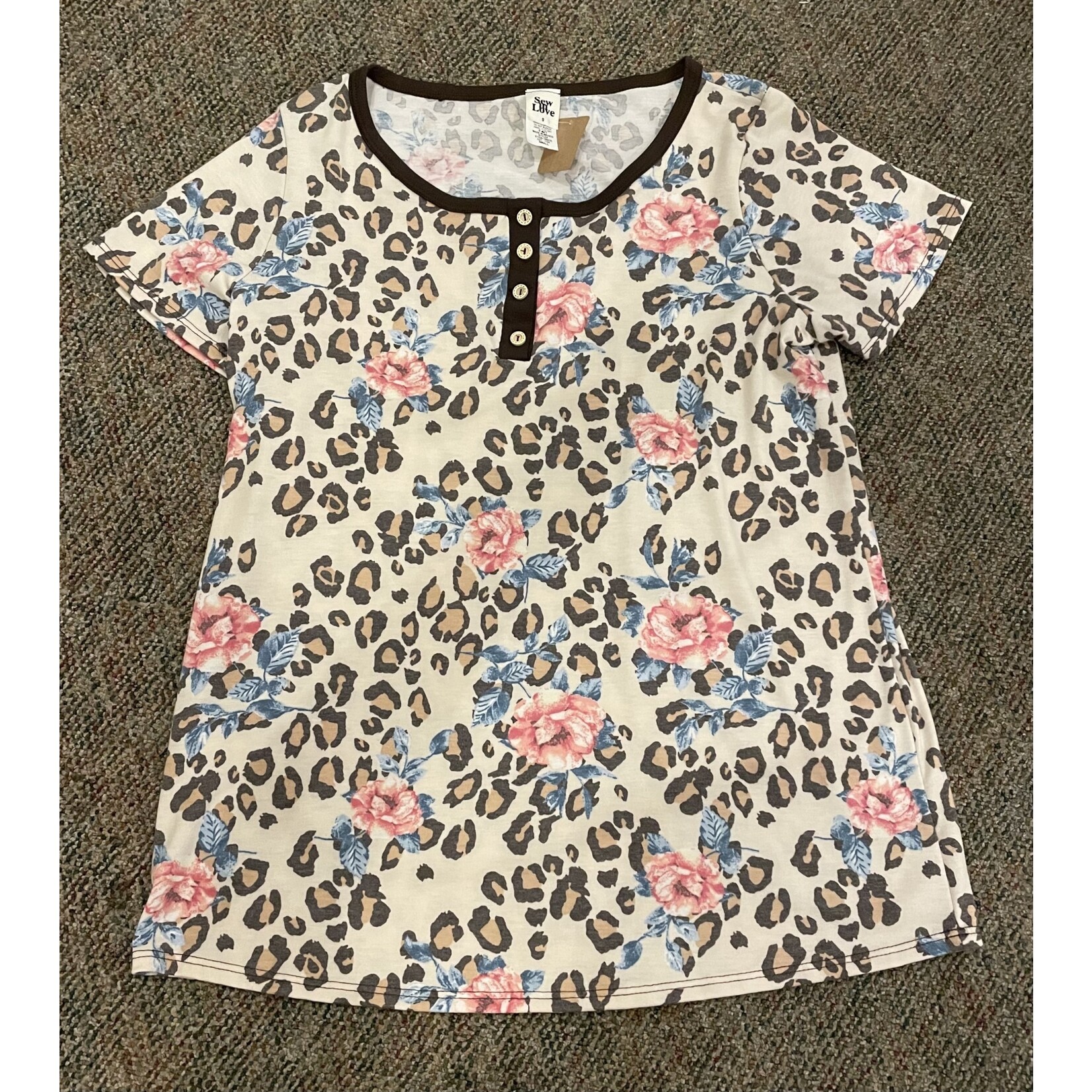 Sew in Love Leopard Floral Top S