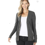 Zenana Zenana Snap Button Cardigan Charcoal Small