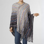 Coco + Carmen Coco + Carmen Chunky Chevela Grey & Black Ombré Stripe Poncho