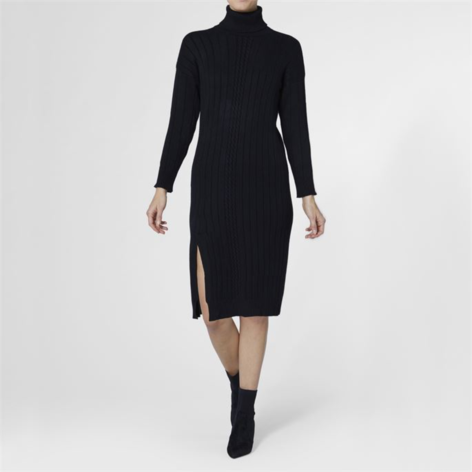 Coco + Carmen Coco + Carmen Ryan Mock Neck Sweater Dress w/Tie Black