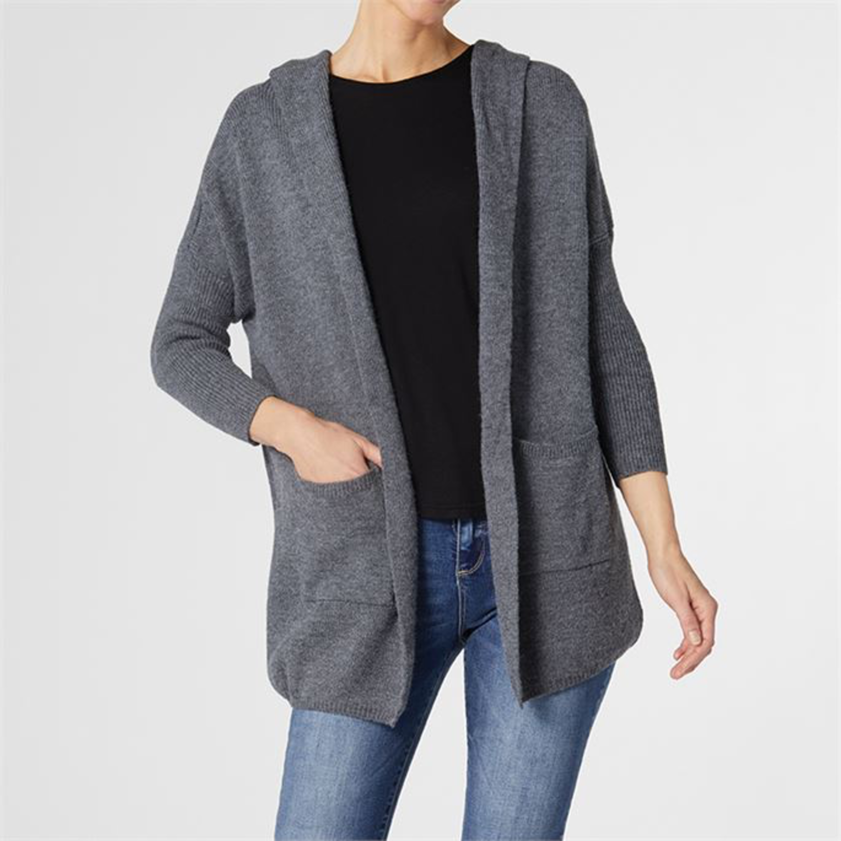 Coco + Carmen Coco + Carmen Charcoal Gretchen Hooded Cardigan