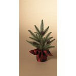 Gerson Pine Tree w/Red Plaid Wrap 12”