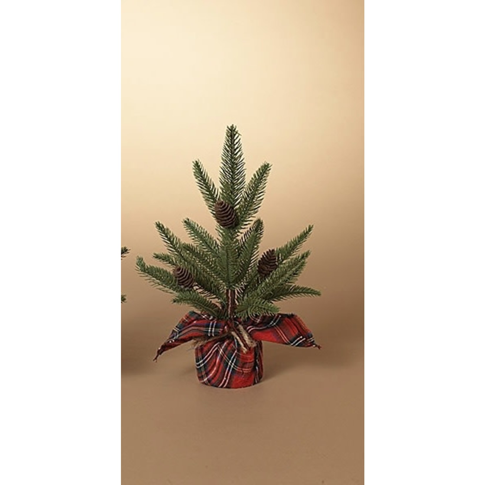 Gerson Pine Tree w/Red Plaid Wrap 12”
