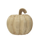 Creative Co-op Paulownia Wood  7” Hand Carved Pumpkin