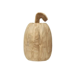 Creative Co-op Paulownia Wood 7” Hand Carved Pumpkin