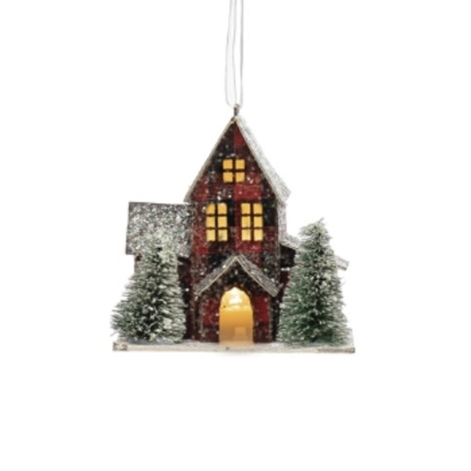 Creative Co-op Buffalo Check Paper House Ornament