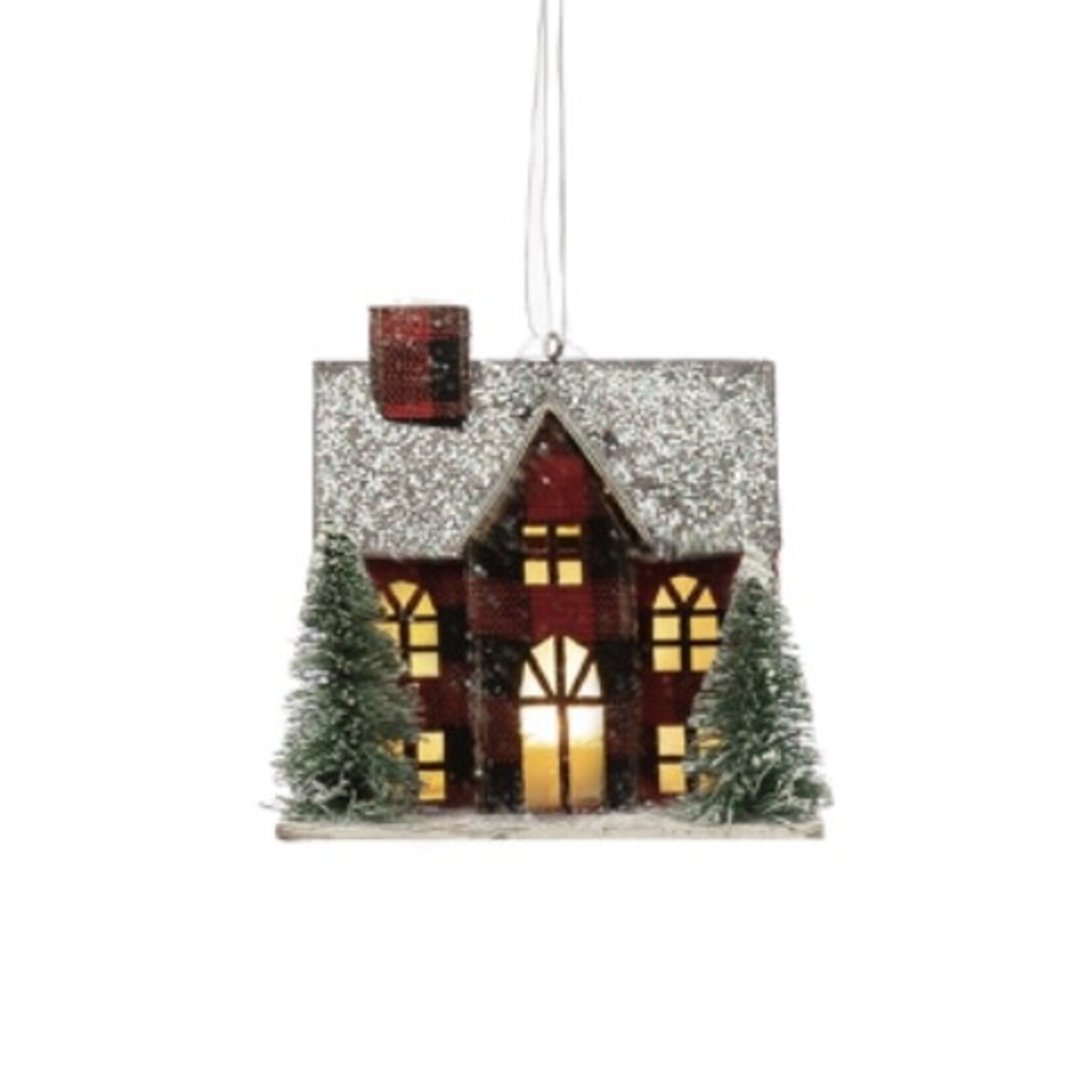 Creative Co-op Buffalo Check Paper House Ornament