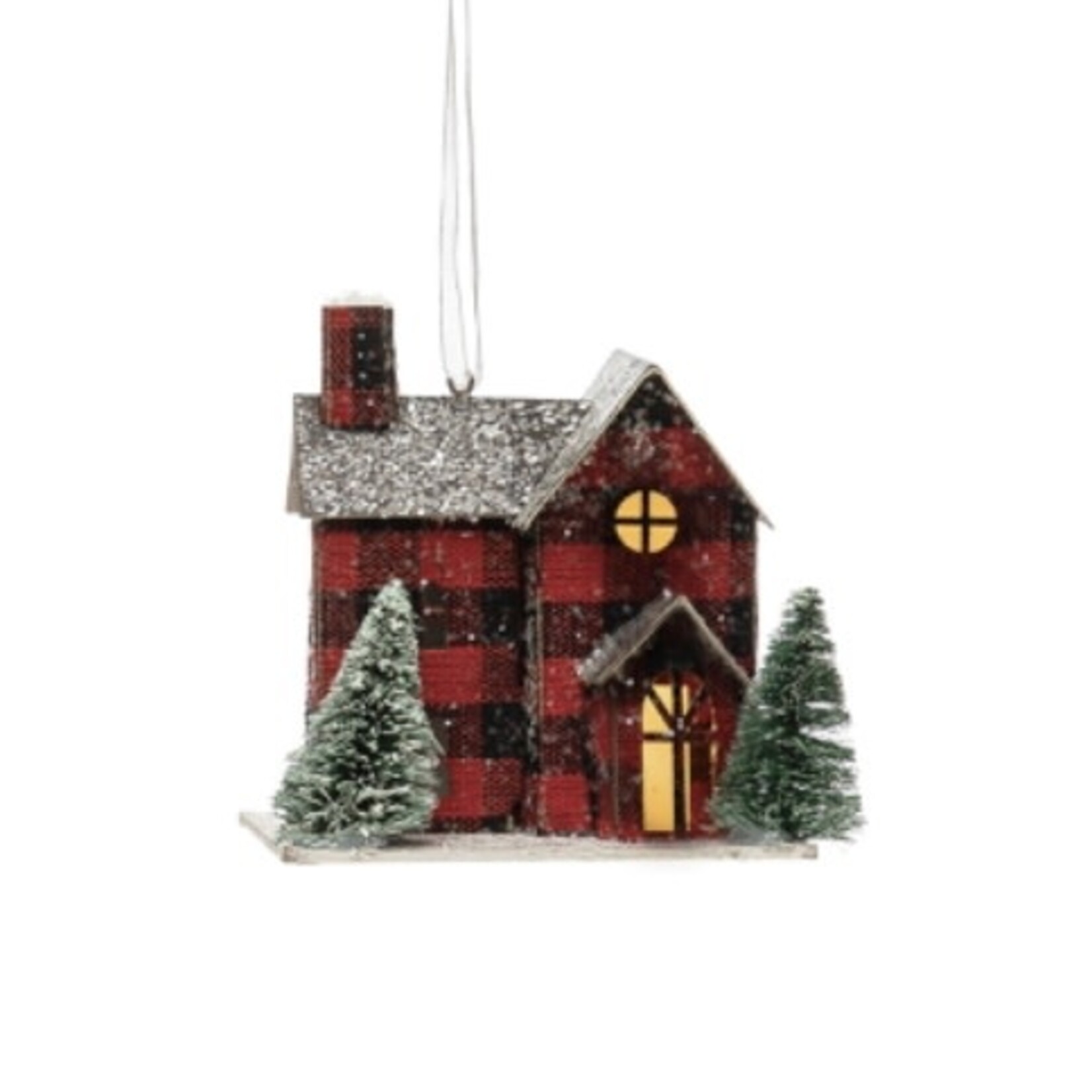 Creative Co-op Buffalo Check Paper House Ornament