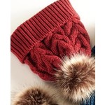 Charlie Paige Charlie Paige Wine Cable Knit Pom Hat