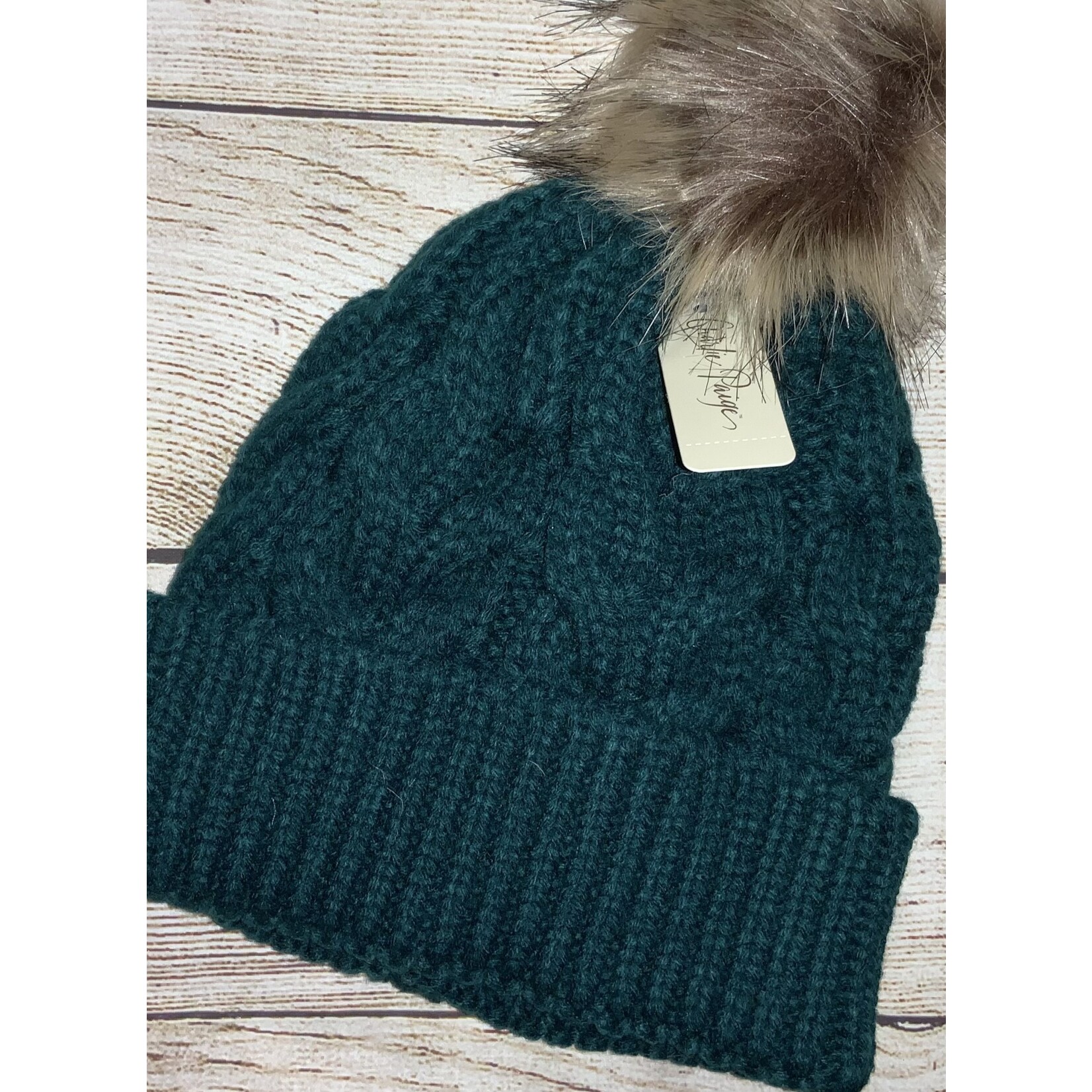 Giftcraft Charlie Paige Green Cable Knit Pom Hat