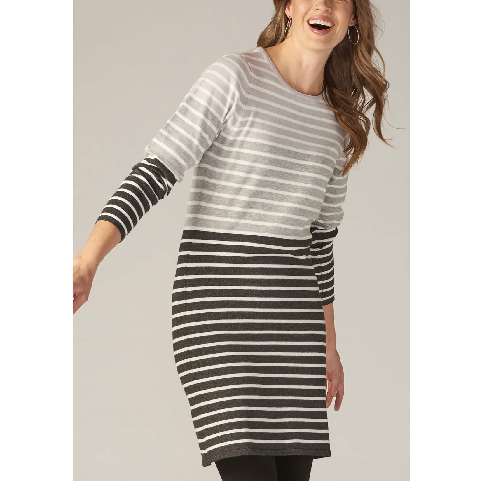 Charlie Paige Luren Striped Crew Pullover Sweater