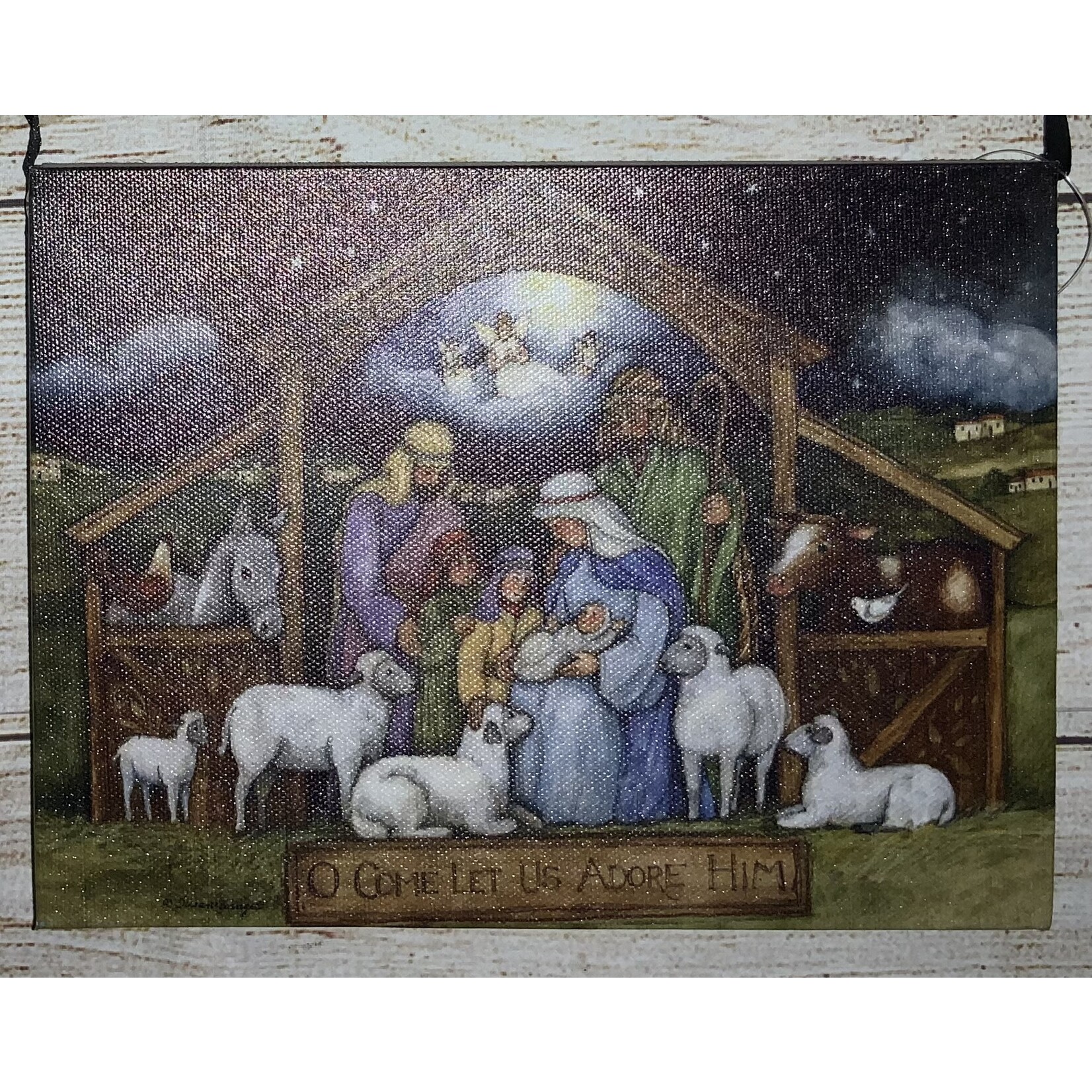Gerson Lighted Nativity Canvas Hanging