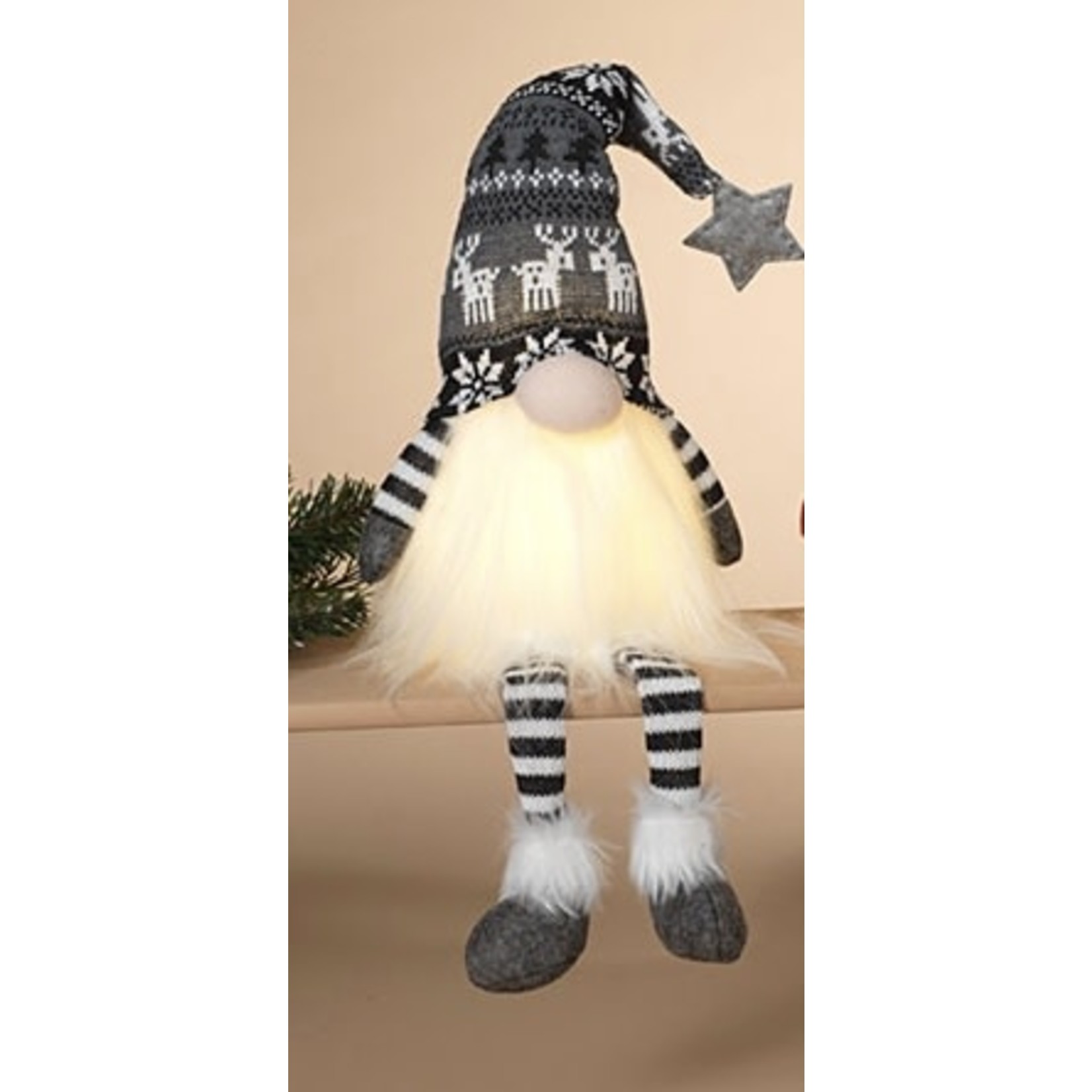 Gerson Plush Lighted Gnome Sitter